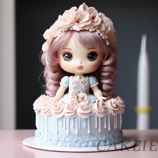 Cute Blue Doll Cake